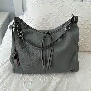 Vince Camuto Gray Leather Shoulder Bag
